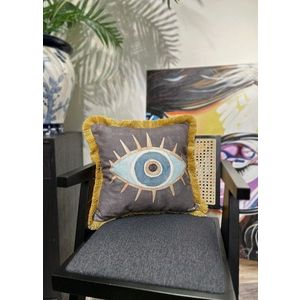 Perna, YST0408, 45x45 cm, Albastru / Auriu / Gri / Crem imagine