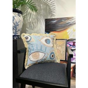 Perna, YST0413, 45x45 cm, Albastru / Auriu / Gri / Crem imagine