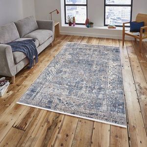 Covor, 8899, 100x300 cm, Gri/Albastru imagine