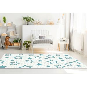 Covor, Kids-127, 80x120 cm, Crem / Albastru imagine