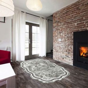 Covor, Aln600204Gr02, 80x150 cm, Gri / Negru / Alb imagine