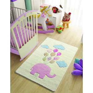 Covor, Sweet Elephant, 133x190 cm, Ecru / Roz / Albastru / Bej imagine