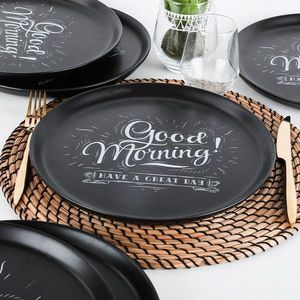 Set 6 farfurii intinse ST042006F956, Keramika, 28x28x2.7 cm, ceramica, negru imagine