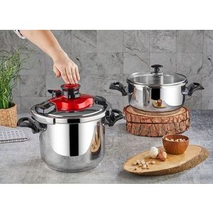 Set 2 oale cu capac Nbl Eco, Noble Life, 6.5L/4L, inox imagine