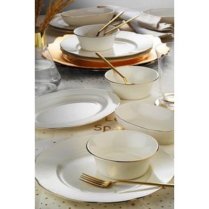 Serviciu de masa breakfast 16 piese INBNOLY16KH20, Kutahya Porselen, ceramica, alb/auriu imagine