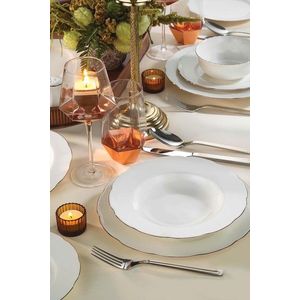 Serviciu de masa 53 piese INBNOLY53YT120, Kutahya Porselen, portelan, alb/auriu imagine