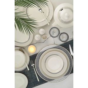 Serviciu de masa 62 piese BNKL62YT43012054, Kutahya Porselen, portelan, alb/argintiu imagine