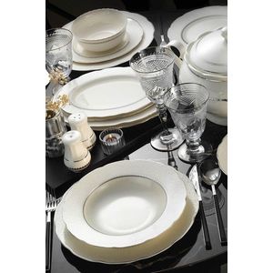 Serviciu de masa 62 piese BNOLY62YT1138020, Kutahya Porselen, ceramica, alb/auriu imagine