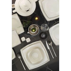 Serviciu de masa 62 piese BNMR62YT4301175020, Kutahya Porselen, portelan, alb/argintiu imagine