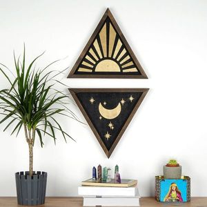 Decoratiune de perete, ART021, 35 x 30 x 3 cm, 2 piese, Multicolor imagine