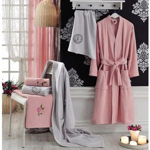 Set de baie Family, L'essentiel Maison, Nakisli Aile, Pulbere / Roz / Gri / Verde imagine