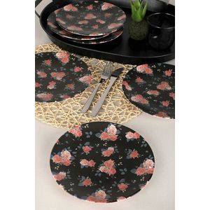 Set farfurii din ceramica pentru desert, Hermia, 275KRM1261, Roz/Negru imagine