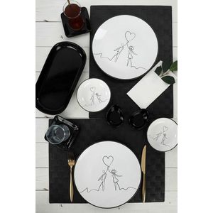 Set de mic dejun, Hermia, 275KRM1601, Antibacterian, Alb/Negru imagine