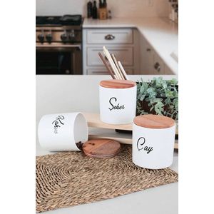 Set cutii de depozitare din ceramică, Hermia, 275KRM1265, Prietenos cu mediul, Alb/Negru imagine