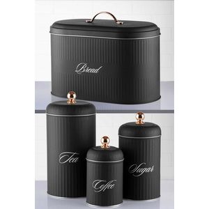 Set recipiente depozitare, Hermia, 196RWE5720, Cutie de ceai: 13 x 13 x 26 cm, Negru imagine