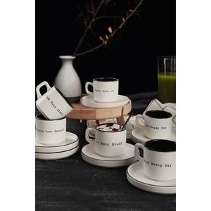 Set pentru ceai, Hermia, 275KRM1870, Antibacterian, Alb/Negru imagine