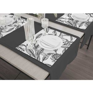 Set suporturi pentru farfurie, Hermia, 742TMA7805, Dimensiune: 35 x 50 cm (6 bucăți), Alb/Negru imagine