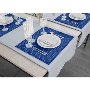 Set suporturi pentru farfurie, Hermia, 742TMA7812, Dimensiune: 35 x 50 cm (6 bucăți), Albastru/Alb imagine