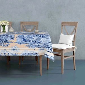 Fata de masa, Hermia, 742TMA7761, Dimensiune: 150 x 150 cm, Albastru inchis/Alb imagine