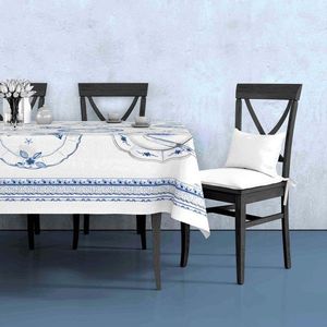 Fata de masa, Hermia, 742TMA7769, Dimensiune: 150 x 150 cm, Albastru/Alb imagine