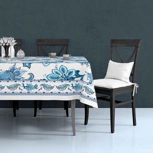 Fata de masa, Hermia, 742TMA7771, Dimensiune: 150 x 150 cm, Albastru/Alb imagine