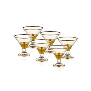 Set cupe de inghetata din sticla, Hermia, 742TMA4772, Auriu imagine