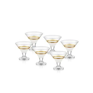 Set cupe de inghetata din sticla, Hermia, 742TMA4764, Alb/Auriu imagine