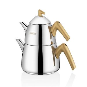 Ceainic, Hermia, 721NBL3127, Mâner din bakalită (1 bucată), Otel/Auriu imagine