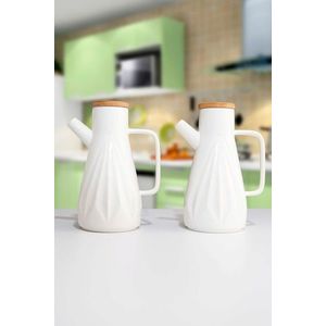 Set sticle dispenser ulei si otet, Hermia, 283PLN1208, Dimensiune: 11 x 17 x 23 - 1000 ml (1 bucată), Alb imagine