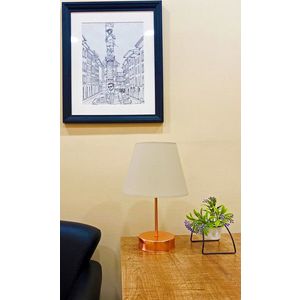 Lampa de masa, Opviq, 390FLH1704, Bej/aur roz imagine