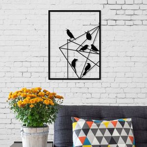 Decoratiune de perete, Birds On Wire, Dimensiune: 37 x 49 cm, Negru imagine