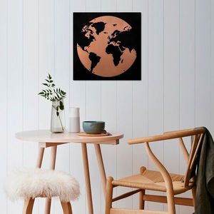 Decoratiune de perete, My World 2, Dimensiune: 50 x 50 cm, Cupru/Negru imagine