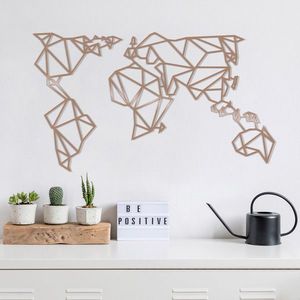 Decoratiune de perete, World Map2, 100 x 58 cm, Cupru imagine