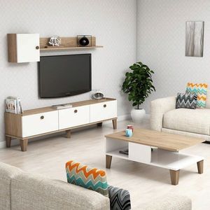 Set mobilier living, Hanah Home, Sumer 1, Stejar / Alb imagine