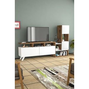 Comoda TV, Hanah Home, Tower, 122x53.3x31.6 cm, Alb/Maro imagine