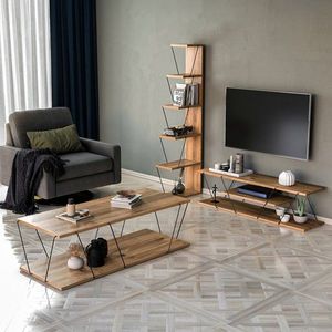 Set mobilier living, Hanah Home, Epsilon, Pin Atlantic / Negru imagine
