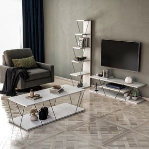 Set mobilier living, Hanah Home, Epsilon, Alb/Negru imagine