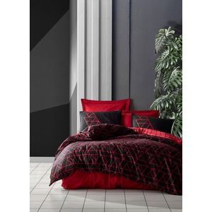 Lenjerie de pat pentru o persoana, 3 piese, 160x220 cm, 100% bumbac ranforce, Cotton Box, Shadow, rosu claret imagine