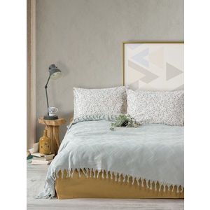 Set cuvertura de pat dubla Pique, 4 piese, 220x240 cm, 100% bumbac, Cotton Box, Origin, menta imagine