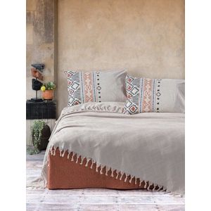 Set cuvertura de pat dubla Pique, 4 piese, 220x240 cm, 100% bumbac, Cotton Box, Origin, gri piatra imagine