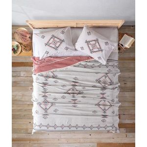 Set cuvertura de pat dubla Pique, 4 piese, 220x240 cm, 100% bumbac, Cotton Box, Edwin, maro scortisoara imagine