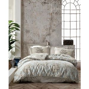 Lenjerie de pat dubla, 6 piese, 200x220 cm, 100% bumbac satinat, Cotton Box, Terry, bej imagine