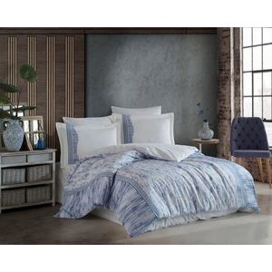 Lenjerie de pat pentru o persoana, 3 piese, 160x220 cm, 100% bumbac poplin, Hobby, Ventura, albastru imagine