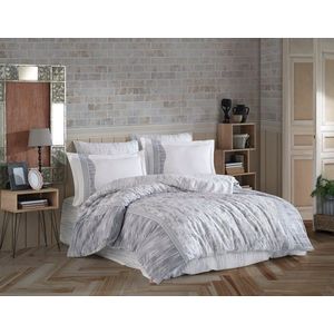 Lenjerie de pat pentru o persoana, 3 piese, 160x220 cm, 100% bumbac poplin, Hobby, Ventura, gri imagine