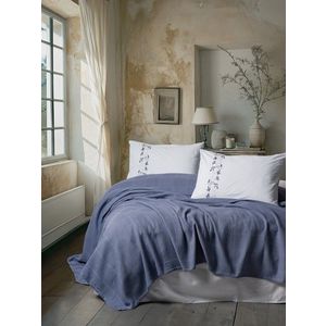 Set cuvertura pique dubla, L'essentiel Maison, Cora, Albastru indigo imagine