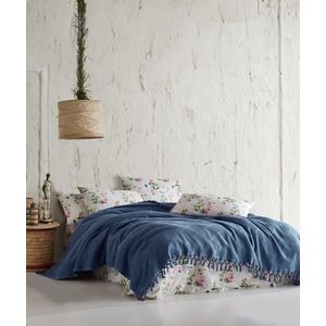 Set cuvertura pique dubla, L'essentiel Maison, Mona v2, Albastru inchis imagine