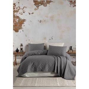 Set cuvertura de pat dubla 3 piese, L'essentiel Maison, Sandeo, Antracit imagine