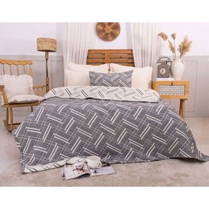 Set cuvertura de pat dubla 3 piese, L'essentiel Maison, Stella, Gri imagine