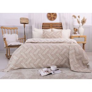 Set cuvertura de pat dubla 3 piese, L'essentiel Maison, Stella, Bej imagine