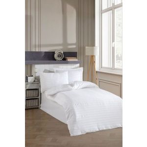 Lenjerie de pat pentru o persoana 2 piese, L'essentiel Maison, Water Yollu Saten, Bumbac;Poliester, Alb imagine